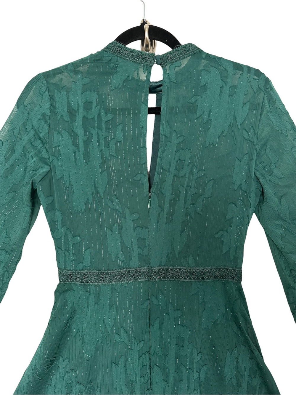 Ever New Emerald Green Floral Mesh Mini Dress Burnout Sheer Skater Fairycore Ren - Picture 11 of 14
